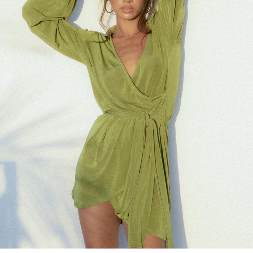 Princess Polly long sleeve tie wrap dress